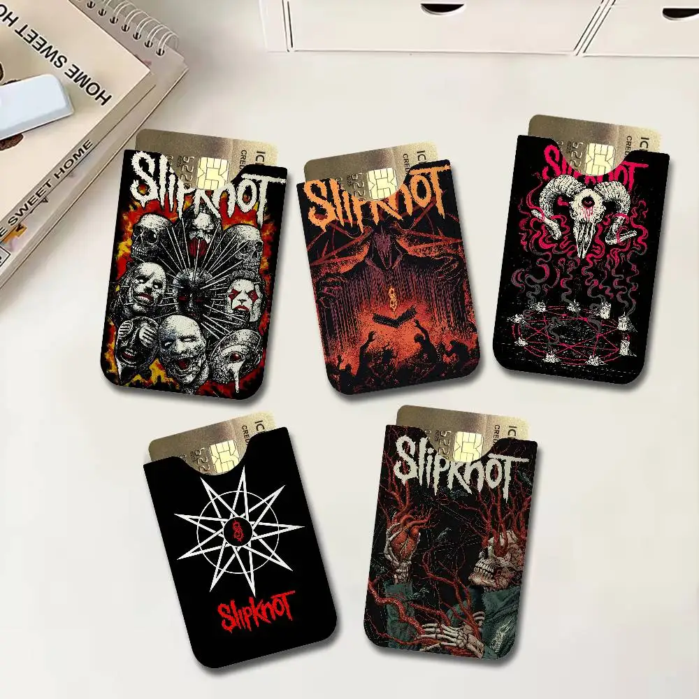 Heavy Metal Band Rap-Metal Music S-Slipknot Lightweight Leather Card Holder Palm Pattern Protective Cover for Bus Card ID Card
