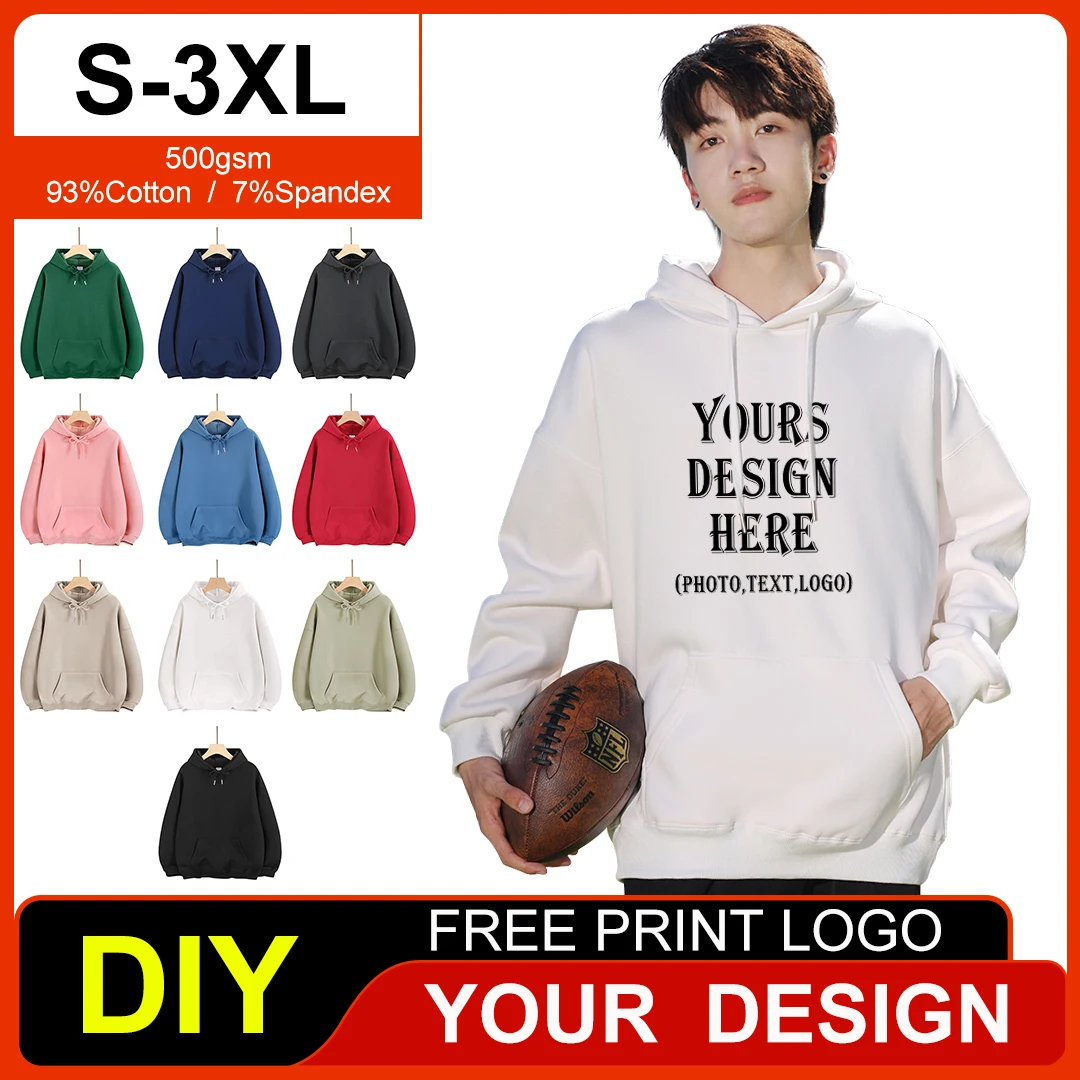 Novo inverno personalizado gráfico masculino de pelúcia hoodies gota ombro grosso moletom feminino impressão personalizada casual algodão pullovers