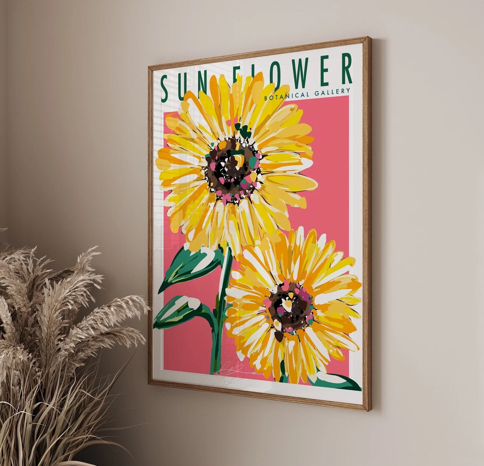 Sun Flower Wall Art Print | Floral Prints | Botanical Flower Prints | Kitchen Dining Wall Art Decor | Bright Colorful Wall Art D