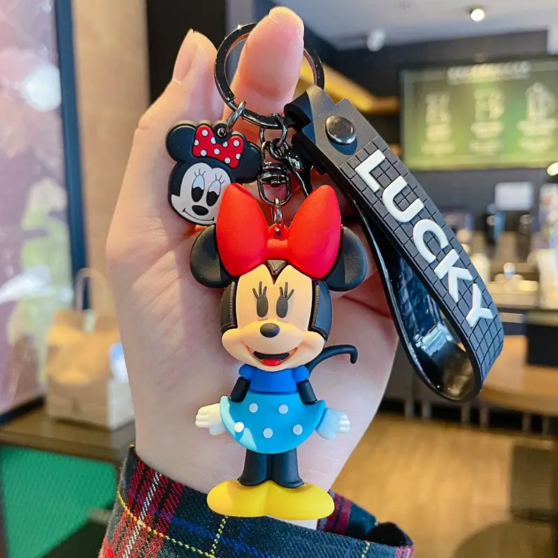 Cute Mickey Minnie Disney series new creative cartoon shape silicone figure keychain fashion portable decorative toy pendant