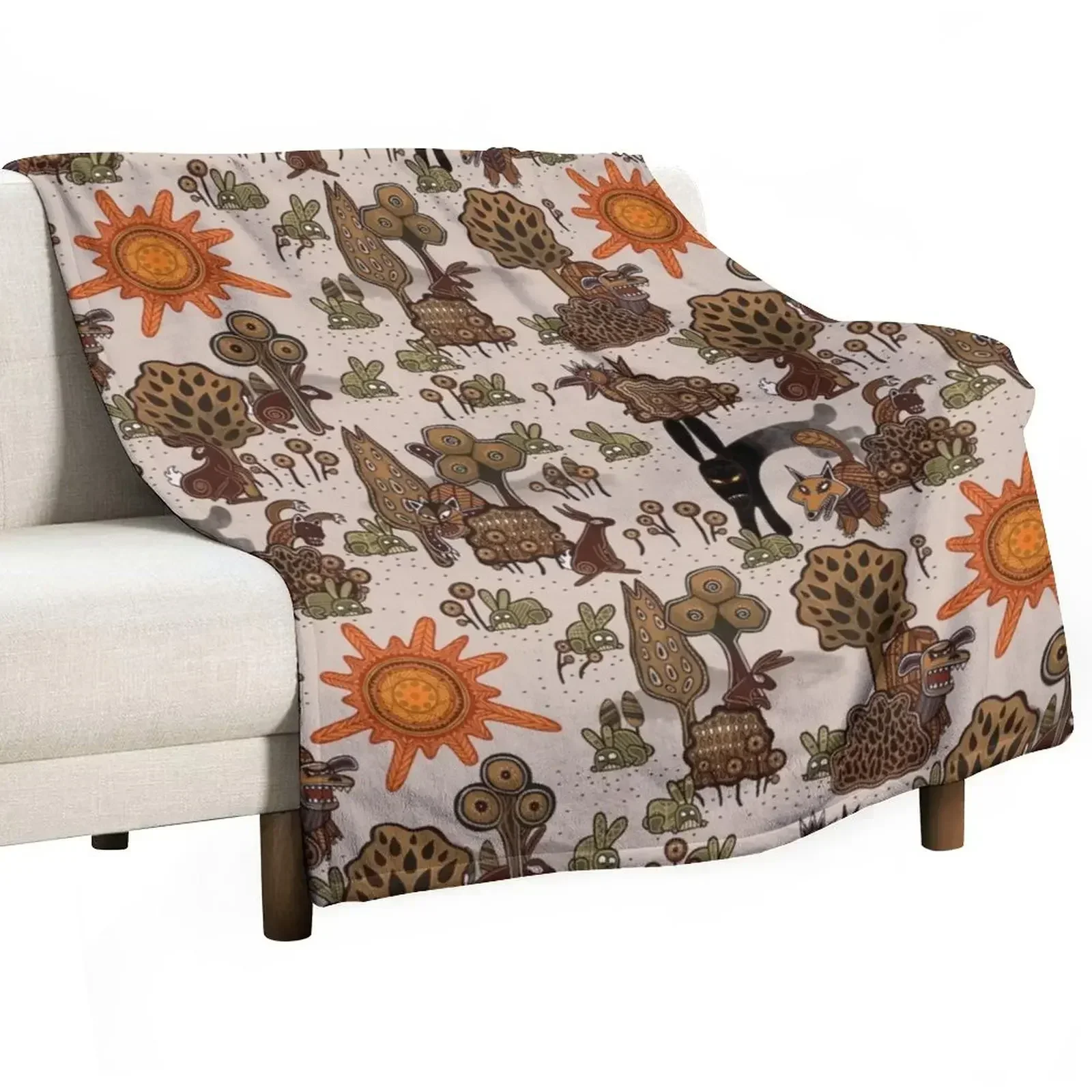 In The Beginning of the World - Watership Down Pattern Throw Blanket Compact Warm Blanket for Car Road Trip