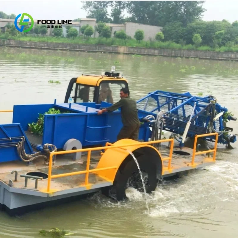 Customized Large Waterweed & Aquatic Plant Reaper Harvester with Diesel Engine Automatic Gear Drive Multifunctional