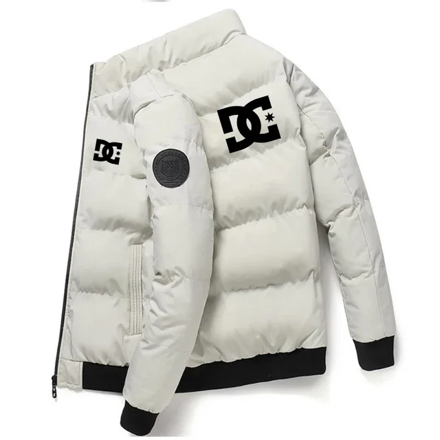 سترة رجالية قصيرة جديدة للخريف والشتاء مقاومة للرياح ودافئة وياقة واقفة مبطنة بالقطن، معطف رجالي بسحاب عصري