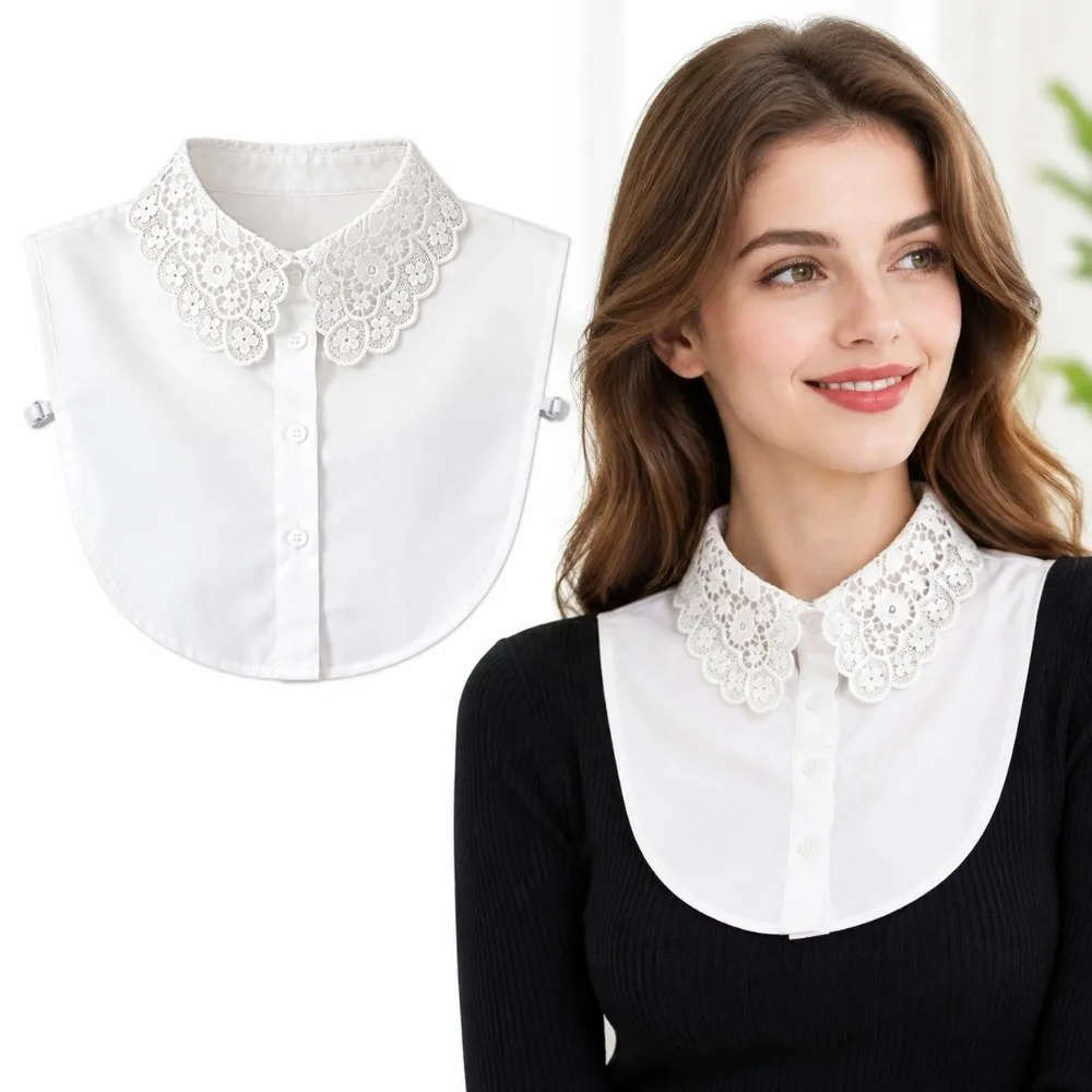 Elegant Detachable Faux Collar Lightweight Button up Decorative False Collar Sleeveless Lace Detachable Collar Daily Wear