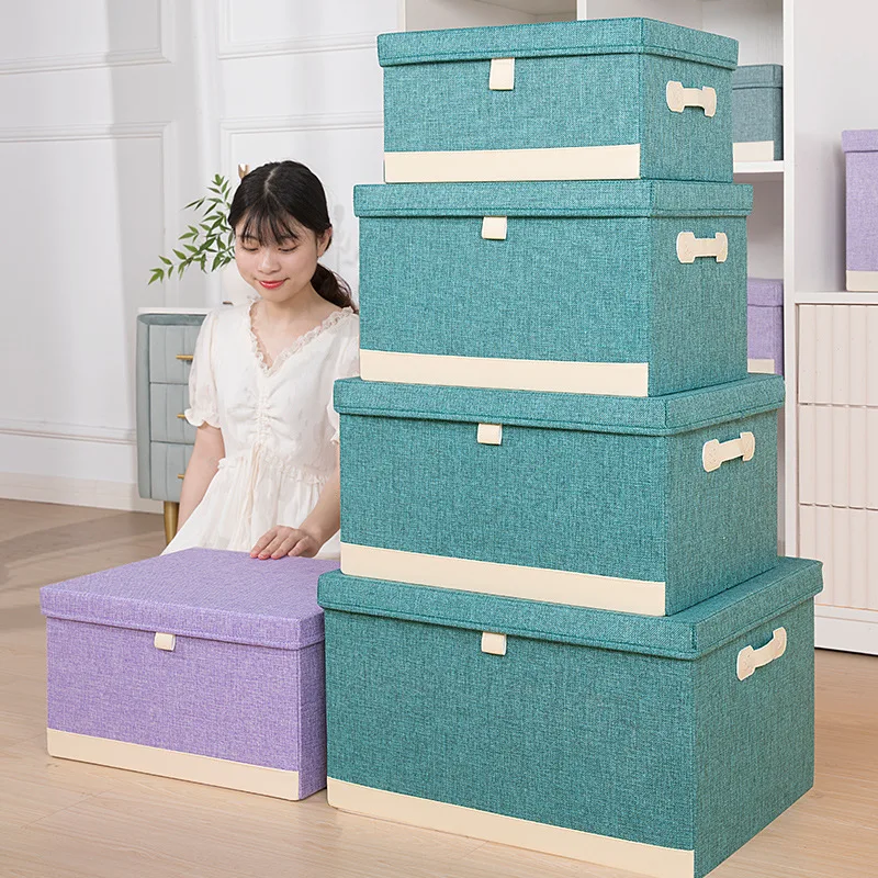 Collapsible Seat Surface Storage Box Wardrobe Storage Box Household Goods Clothes Toy Organizing