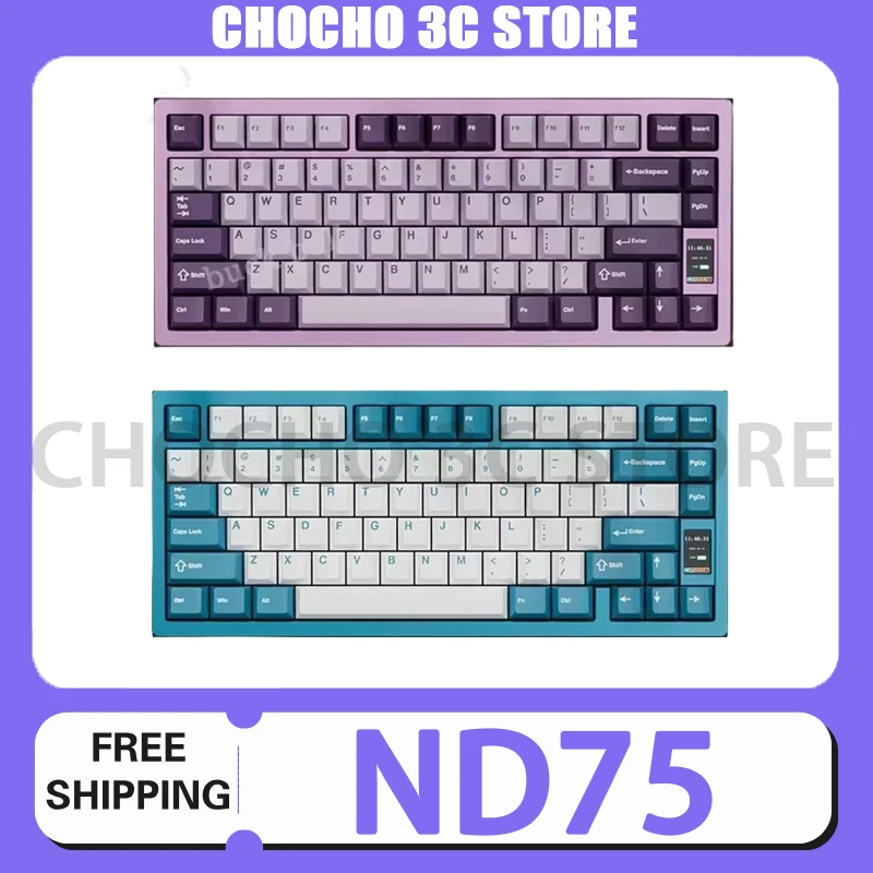 

In stick Not Defined Nd75 Keyboards 3 Mode USB/2.4G/Bluetooth Wireless Keyboard Hot Swap CNC Aluminum Gasket Gamer Keyboard Gift