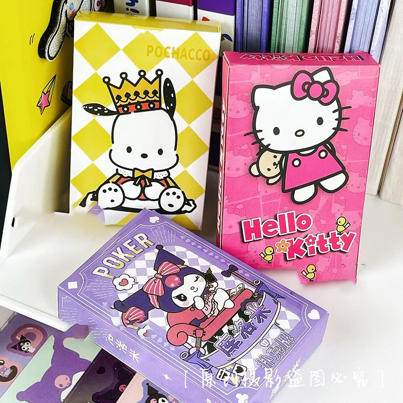 Miniso Sanrio Hello Kittys Kuromi Pochacco Poker Cartoon Cute Mini Playing Cards Student Dormitory Entertainment Toys Girl Gifts