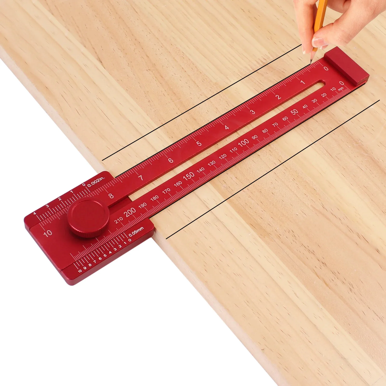 Aluminum Offset Marking Gauge Metric Inch Parallel Ruler Woodworking Layout Tool