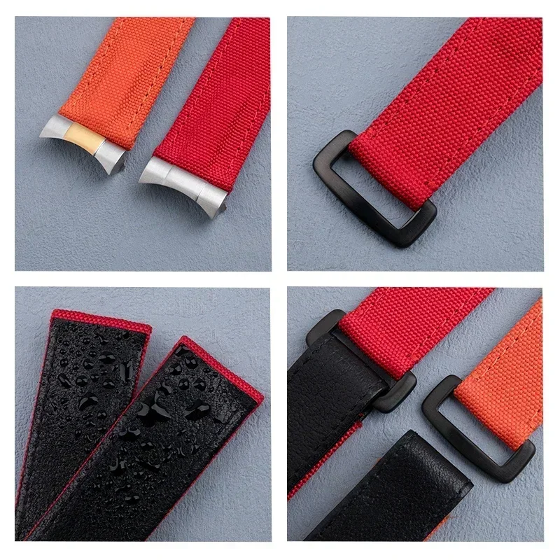 22 مللي متر وصلة نهاية معدنية نهاية منحنية مع ملحقات حزام الساعات النايلون لحزام TUDOR 41 مللي متر الطلب M79360.M79363 حزام خليج أسود GMT