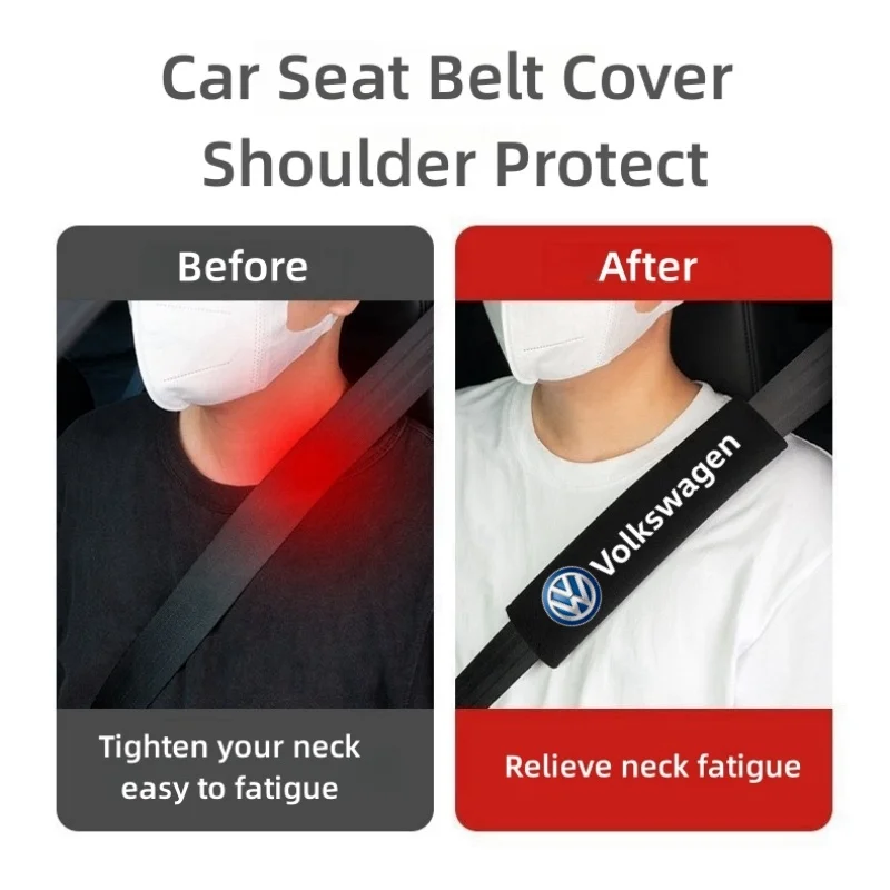 

2PCS Car Leather Seat Belt Shoulder Protector For Volkswagen VW Rline R Line Golf 3 5 7 Polo Passat GTI Bora Jetta Car Accessori