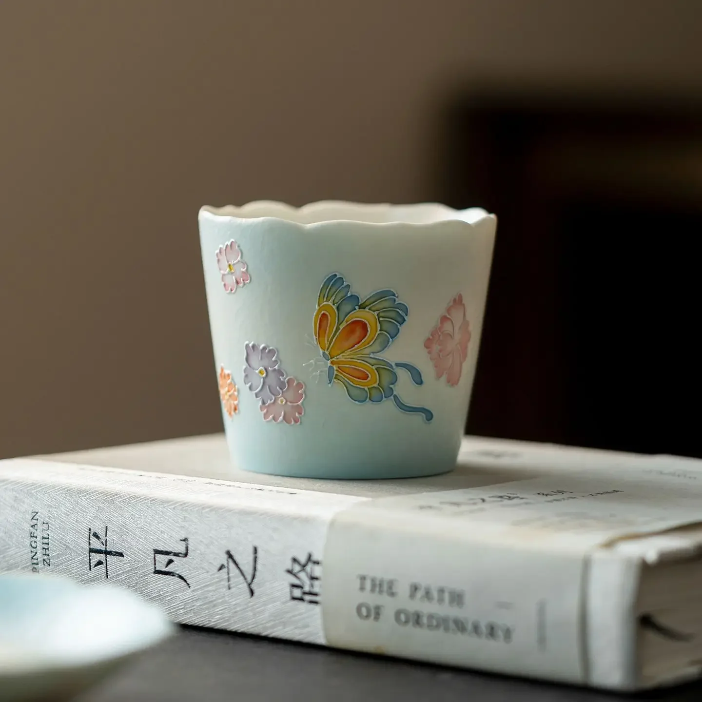 Underglaze Gradient Blue Hand Painted Ceramic Coffee Cup Japanese Yunomi Mug Latte Cup For Home Tea Drinking Daily Drinkware