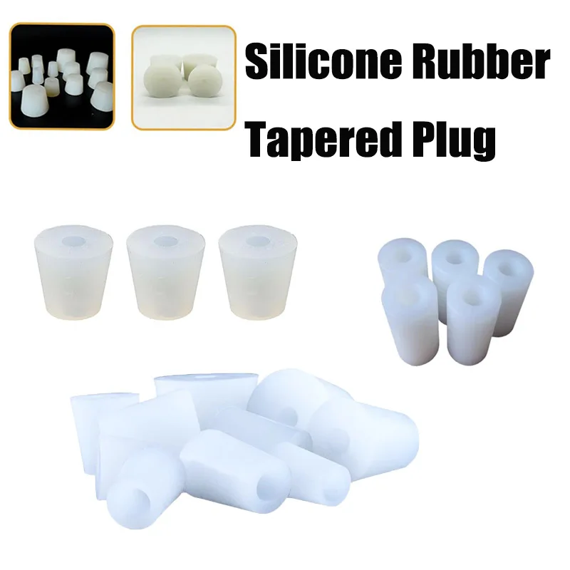 1pcs Silicone Clear Conical Plug With Holes Resistance Rubber Hole Plugs Tapered Red Wine Bottle Stopper Tube