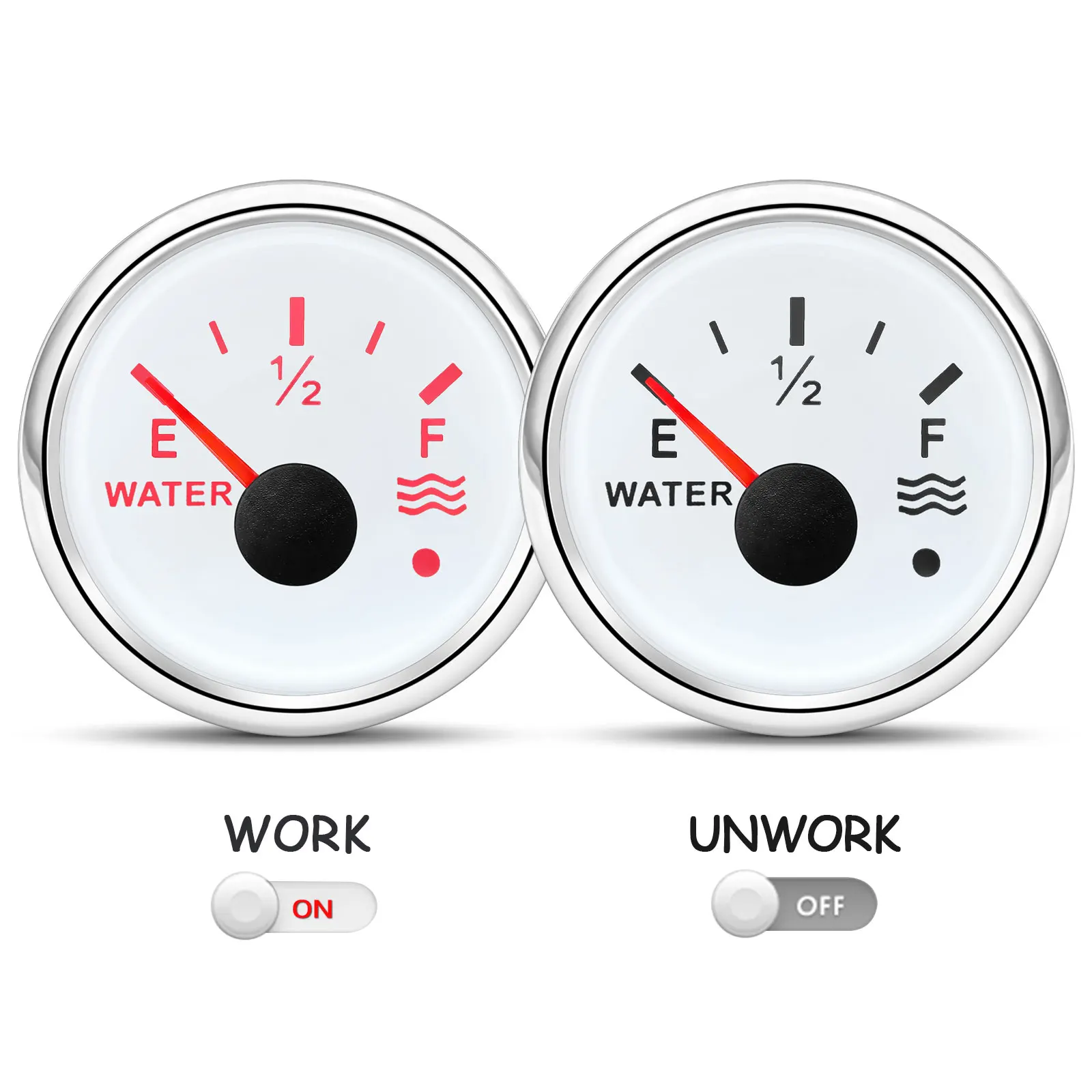 Auto- und Boot-Booster-Alarmanzeige 2'' 52mm Öldruckmesser Wasserstandsmesser Kraftstofftemperatur 12V 24V Voltmeter Zubehör Messgerät – Detail 27
