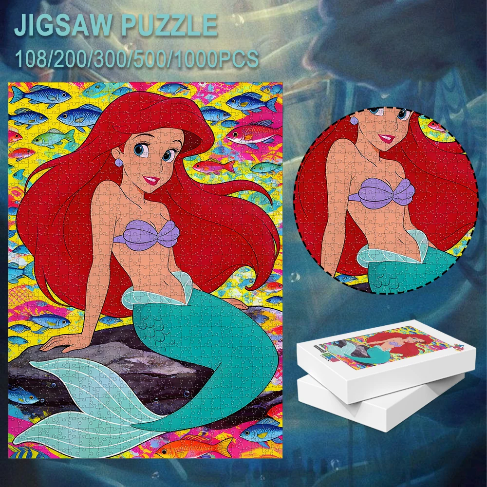 Ariel the Little Mermaid Wooden Floor Puzzle Game - 1pc Various Piece Counts 108/200/300/500 Piece Options Available