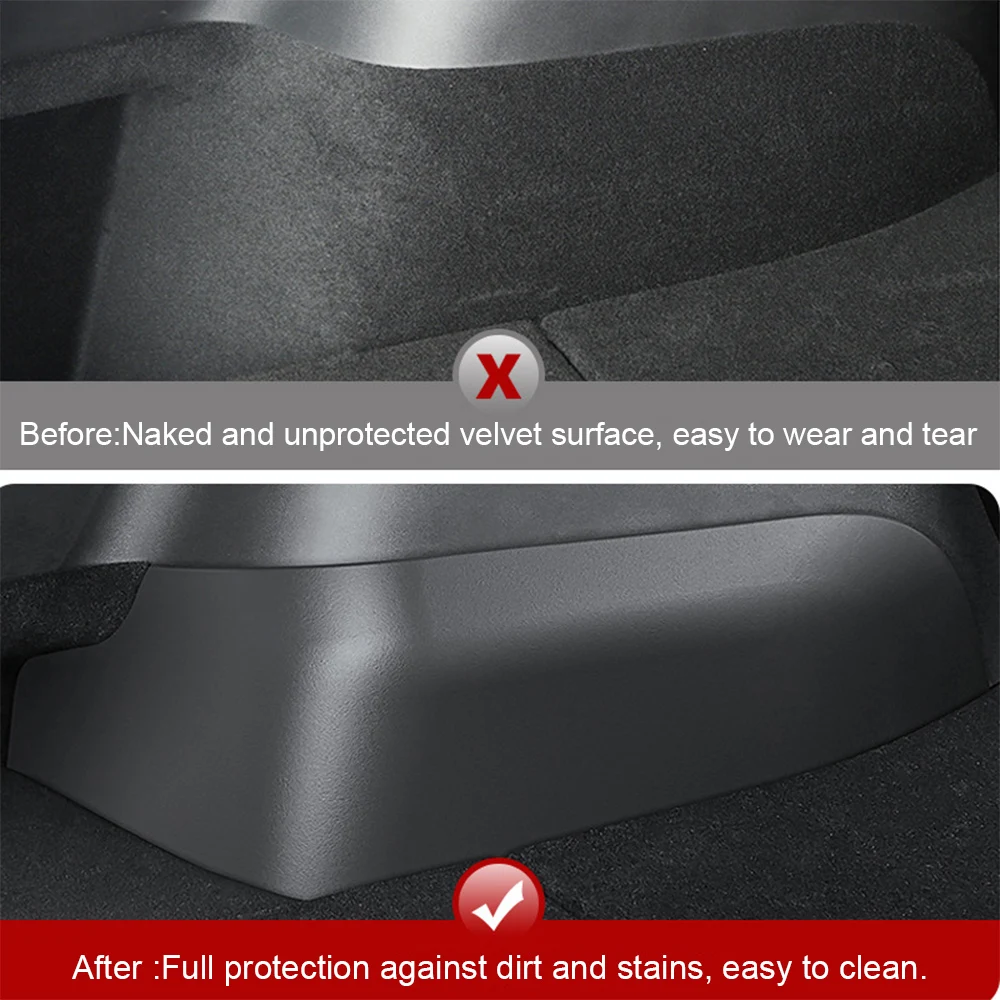 For Tesla Model Y 2021-2023 Car Rear Trunk Side Guards TPE Cover Fluff Surface Corner Protection Shell Auto Rear Trunk Protect