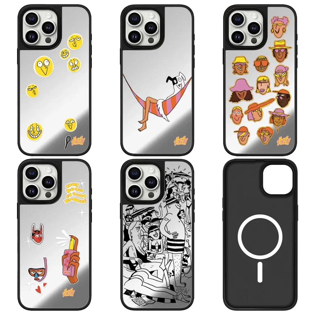 Line Holiday Cartoon Mirror Magnetic Phone Case Cover for IPhone 17 16 15 14 13 12 Pro Max Case for IPhone 17 Pro Max