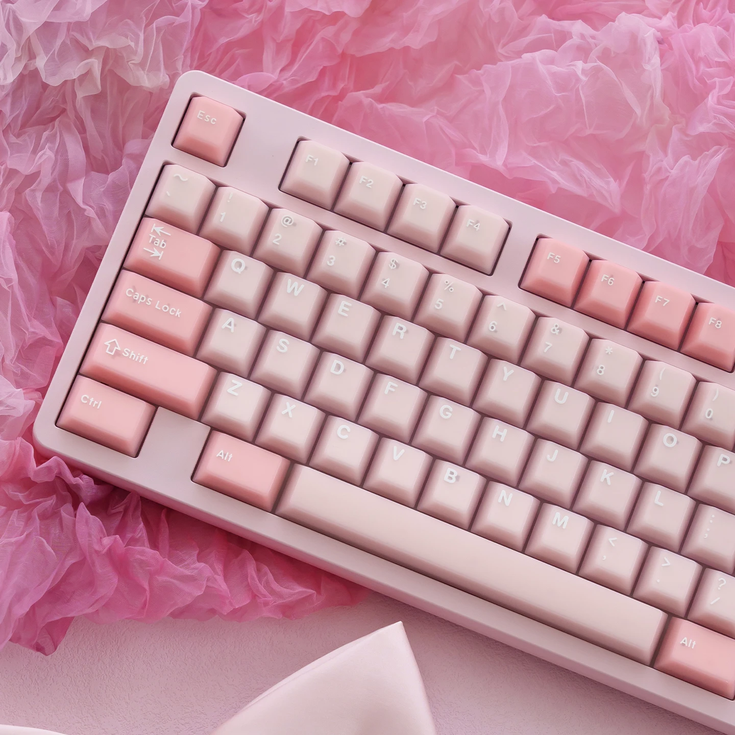 

164 клавиши, полупрозрачные колпачки для клавиш Pink Sakura, колпачки для клавиш Double Shot Cherry Profile PBT + PC для механической клавиатуры MX