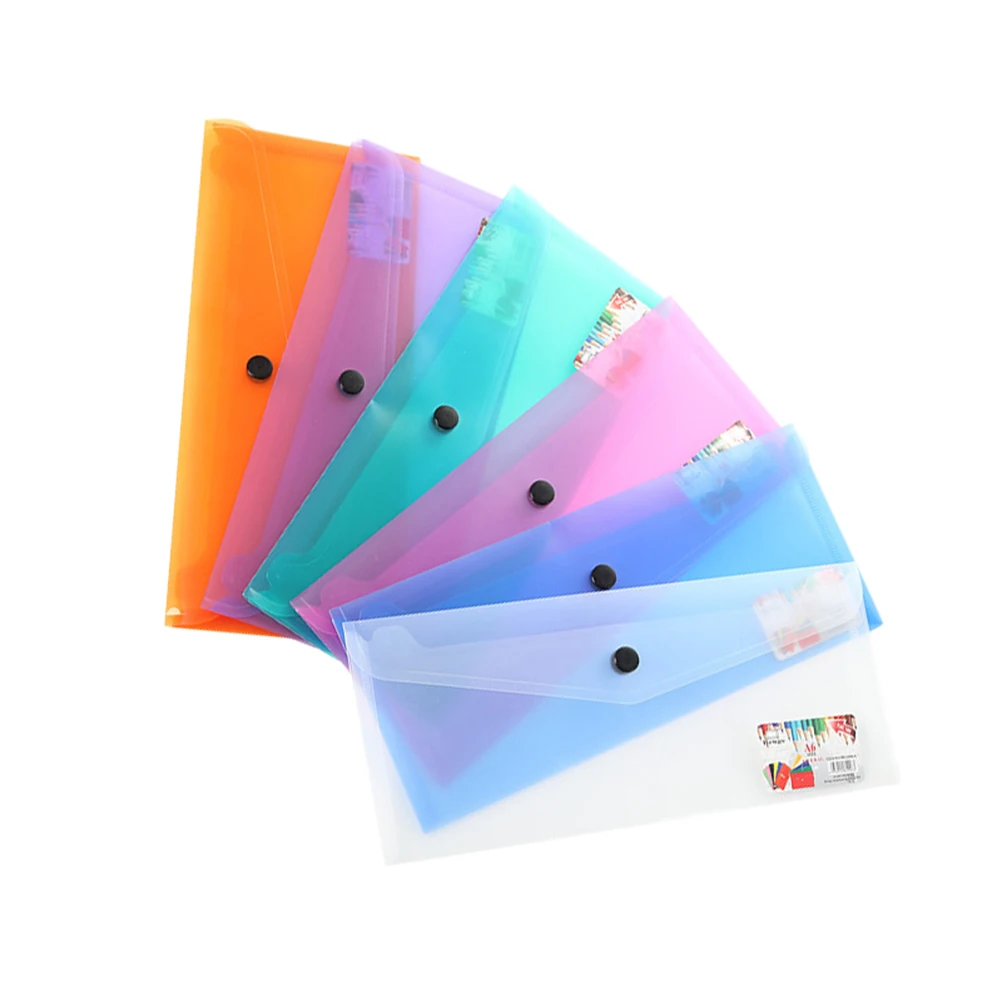 6 Pcs Plastic Document Folder Envelope File Holder Storage Bag Clear Folders With Button For Home Use File Folders Fit Normal