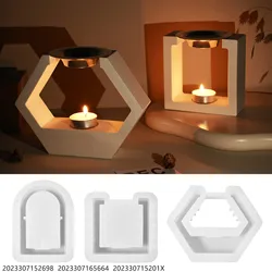 Square Hexagon Arch Candle Cup Incense Burner Silicone Mold DIY Epoxy Resin Gypsum Pouring Aromatherapy Storage Mold Home Decor