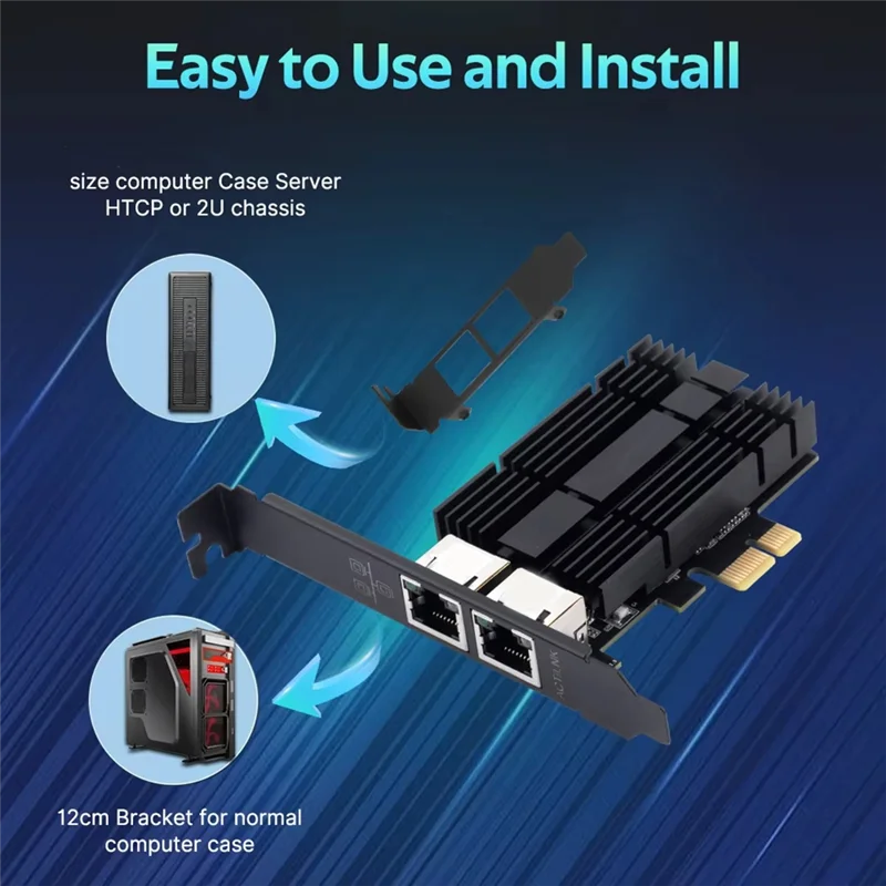 بطاقة شبكة ABDE-Gigabit Dual Ports Pcie، محول 2.5G Ethernet 2500Mbps لسطح المكتب