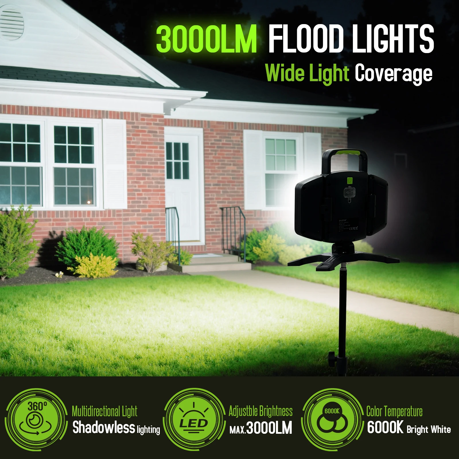 Luz de trabalho led magnética recarregável de 3000 lúmens, 30w super brilhante com carregamento de emergência, dobrável à prova d'água para acampamento de garagem