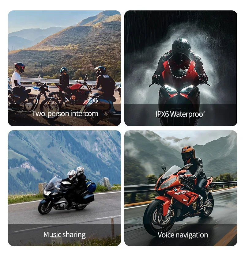 Intercomunicador para casco de motocicleta G1, auriculares BT5.4, 1000mAh, modo de reposo súper largo, 500m para 2 conductores, Intercomunicador para Moto