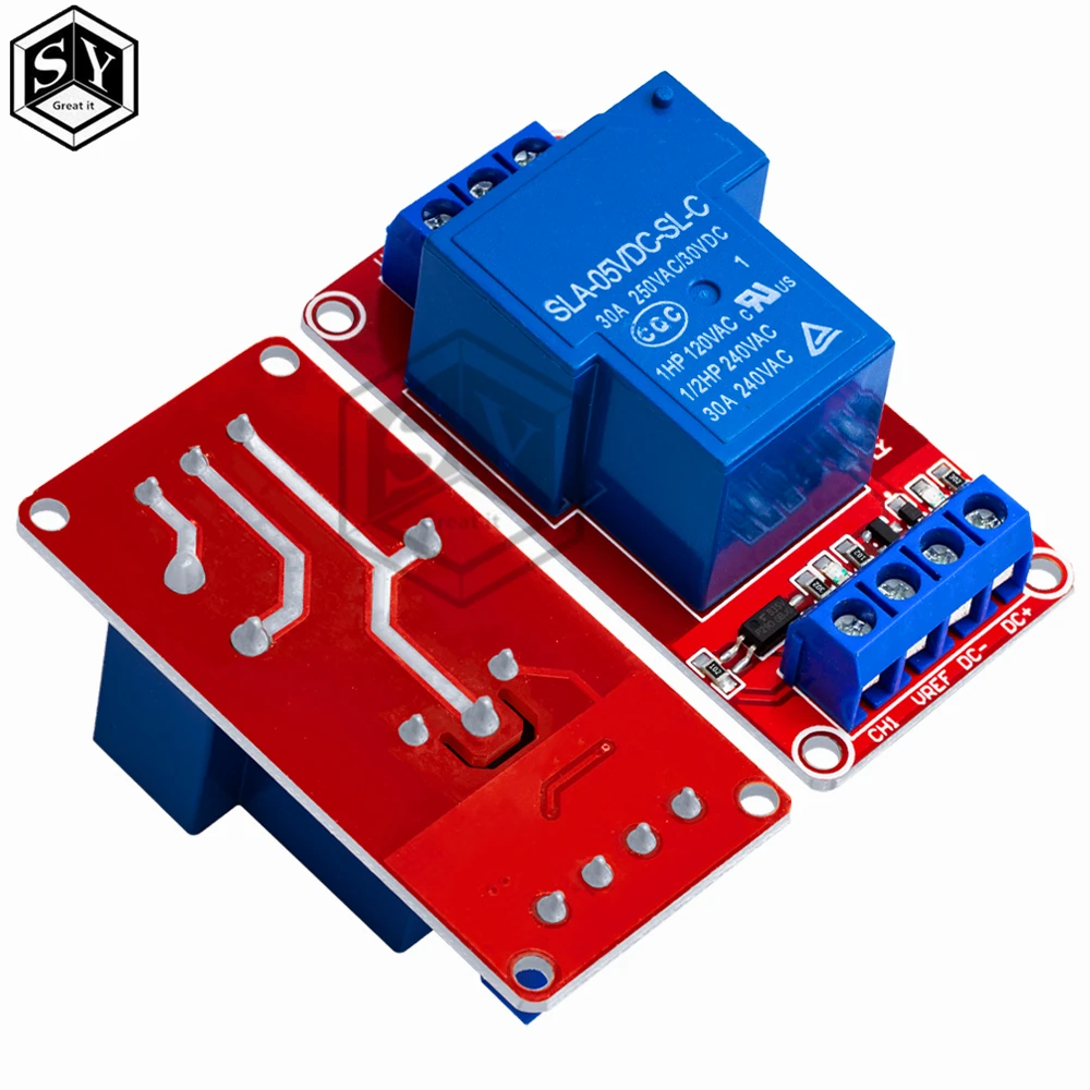 Módulo de relé de isolamento bidirecional 12v 5v 30a, gatilho de alto/baixo nível 12v/5v 30a módulo de relé de 1 canal + eletrônico com optoacoplador