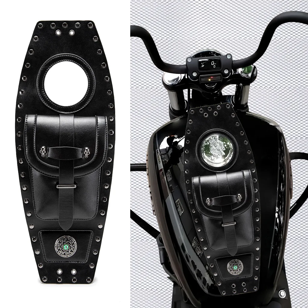 Motorcycle Fuel Tank Bag Retro PU Universal Modified Prince Cruise Mobile Phone ID Storage Bag Cb 300