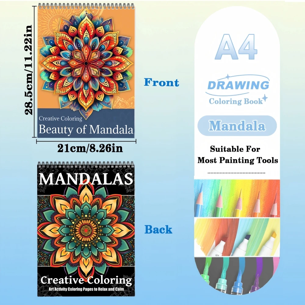 ルールマンダラぬり絵ブック大人用片面印刷24ページ、不安やうつを和らげる大人のための手作りアート