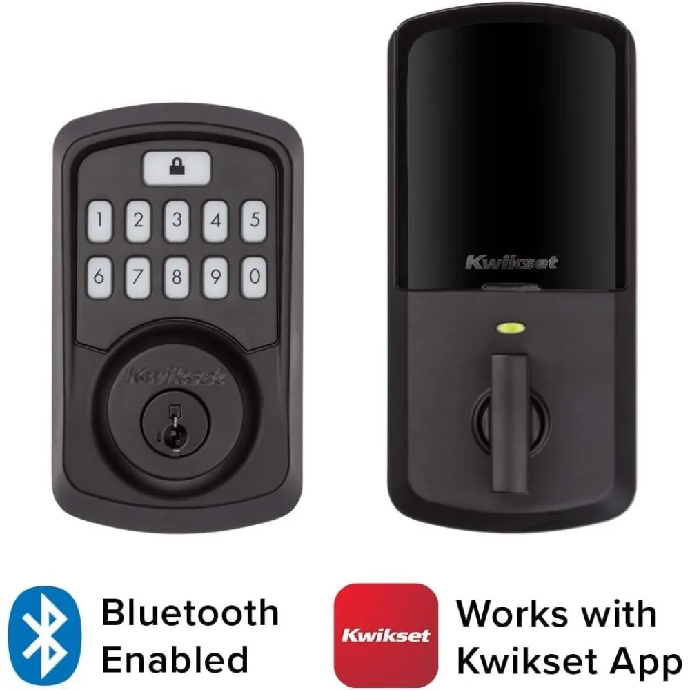 

Дверной замок с программируемой клавиатурой Bluetooth и засовом безопасности SmartKey, железо-черный