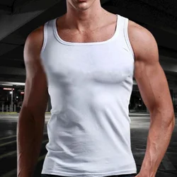 Hot Solid Color T Shirt For Men Summer Cotton Oversized T-shirt Men's Tank Top Sleeveless Shirts Basketball Fitness Gym Men Vest