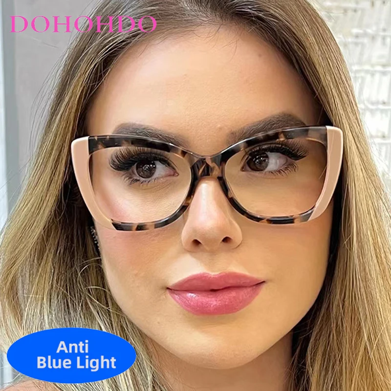 

Fashion Assorted Colors Design TR90 Big Frame Cat Eye Anti-Blue Light Women's Glasses Men Reading Games Optical Eyewear Lentes