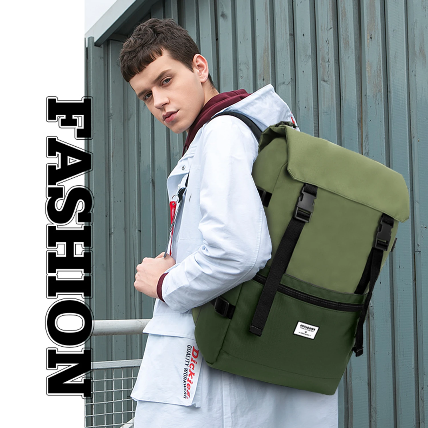 Fashion Army Green Backpack Men Large Capacity Casual Travel Outdoor Backpack Casual Unisex Waterproof School Bags