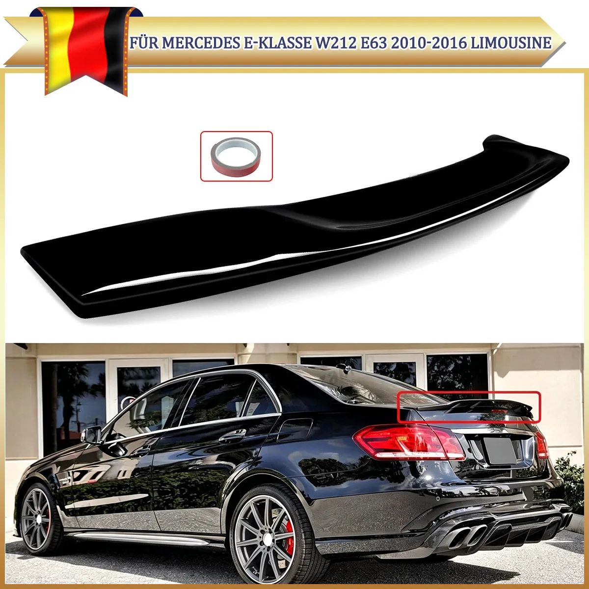 SAIQINGSP RT Style Heckspoiler Ducktail-Spoiler für Mercedes Benz W212 E350 E550 E63 2010 2011 2012 2013 2014 2015 2016 Dachspoiler
