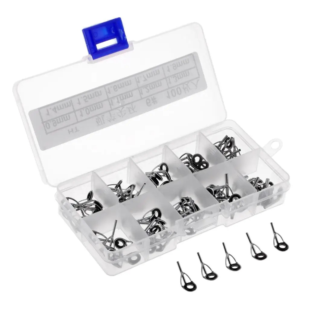 

100Pcs Stainless Steel Fishing Rod Guides Rod Repair Kit DIY Tips