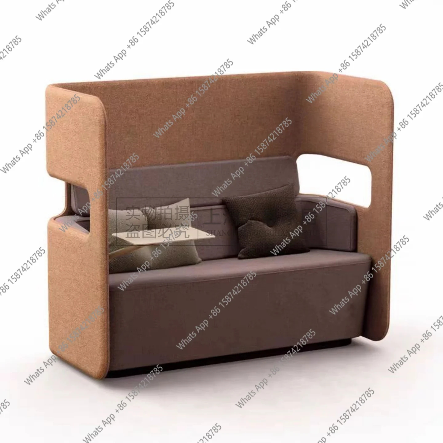 Modern simple high-back sofa chair with small table board library business negotiation waiting area