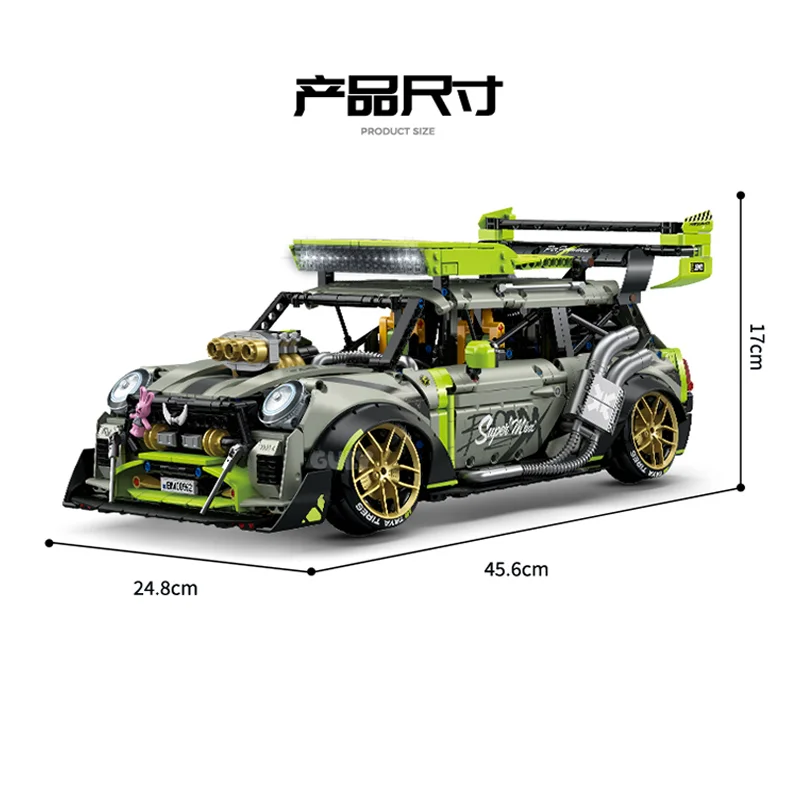 2550 sztuk 1:10 MOC techniczny samochód sportowy RC klocki montaż cegieł Model DIY zabawki dla chłopców zestaw prezentów urodzinowych