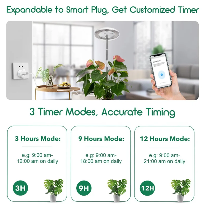 A07F-Plant Grow Light LED Growing Lamp Full Spectrum For Indoor Plants Bonsai Height Adjustable Dimmable & Auto Timer