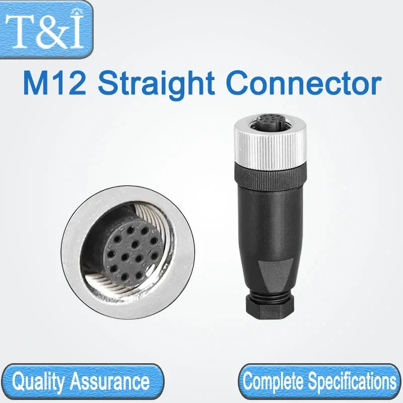 

5PCS M12-4/5/8/12Pin Electronic Connection Aviation Automobile Waterproof Connector Adapter Sensor Male Female Straight Plug