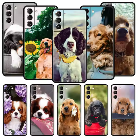Cocker Spaniels Dog Lovely Phone Case For Samsung Galaxy S24 S23 S22 S20 Ultra S21 FE 5G S10 S9 Plus S10E Soft Silicone Cover