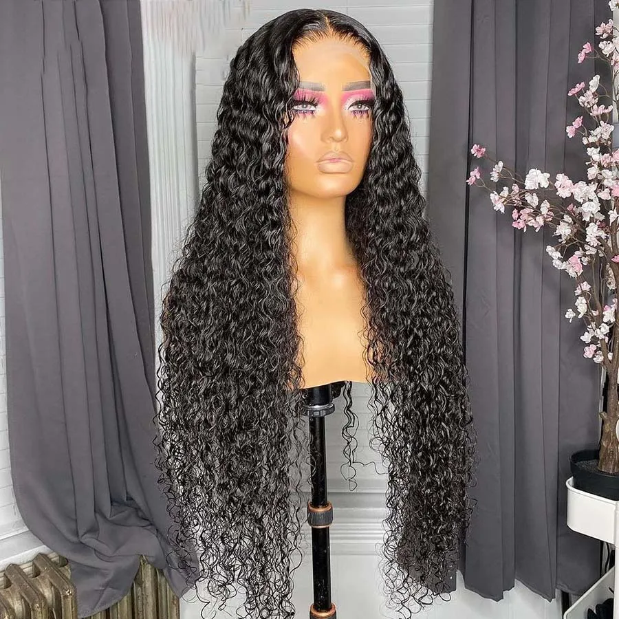 Natural Black Long Soft 180Density 26“ Kinky Curly Lace Front Wig For Women Babyhair Preplucked Heat Resistant Glueless Daily