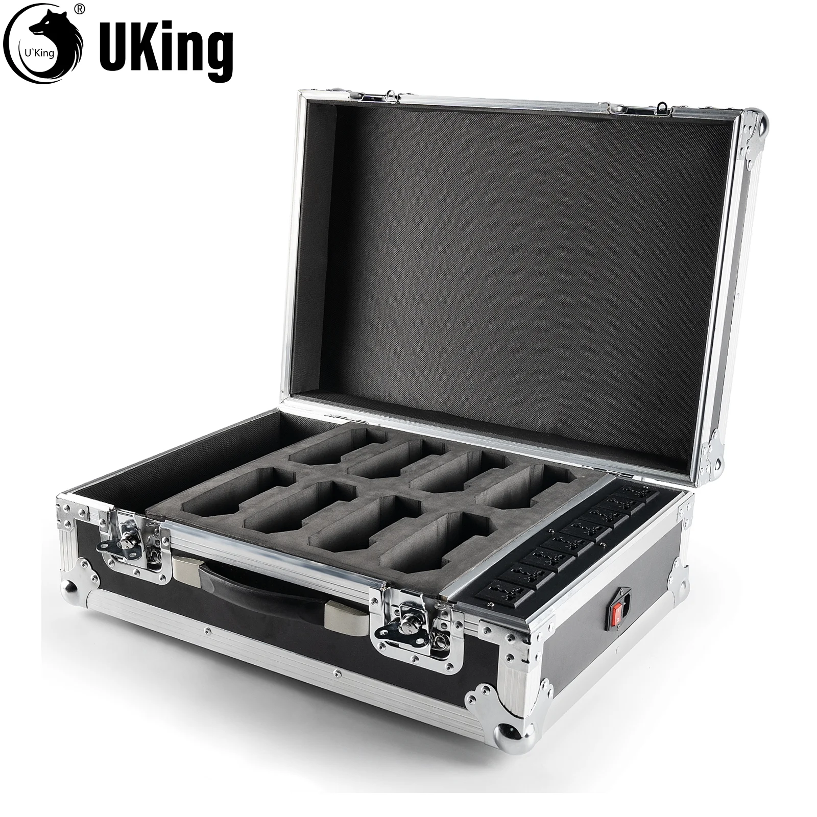 

U'King Black Rechargeable Gator Airlinecase PE Internal Padding Customized Flightcase For 8Pcs Mini Rechargeable LED Par Lights