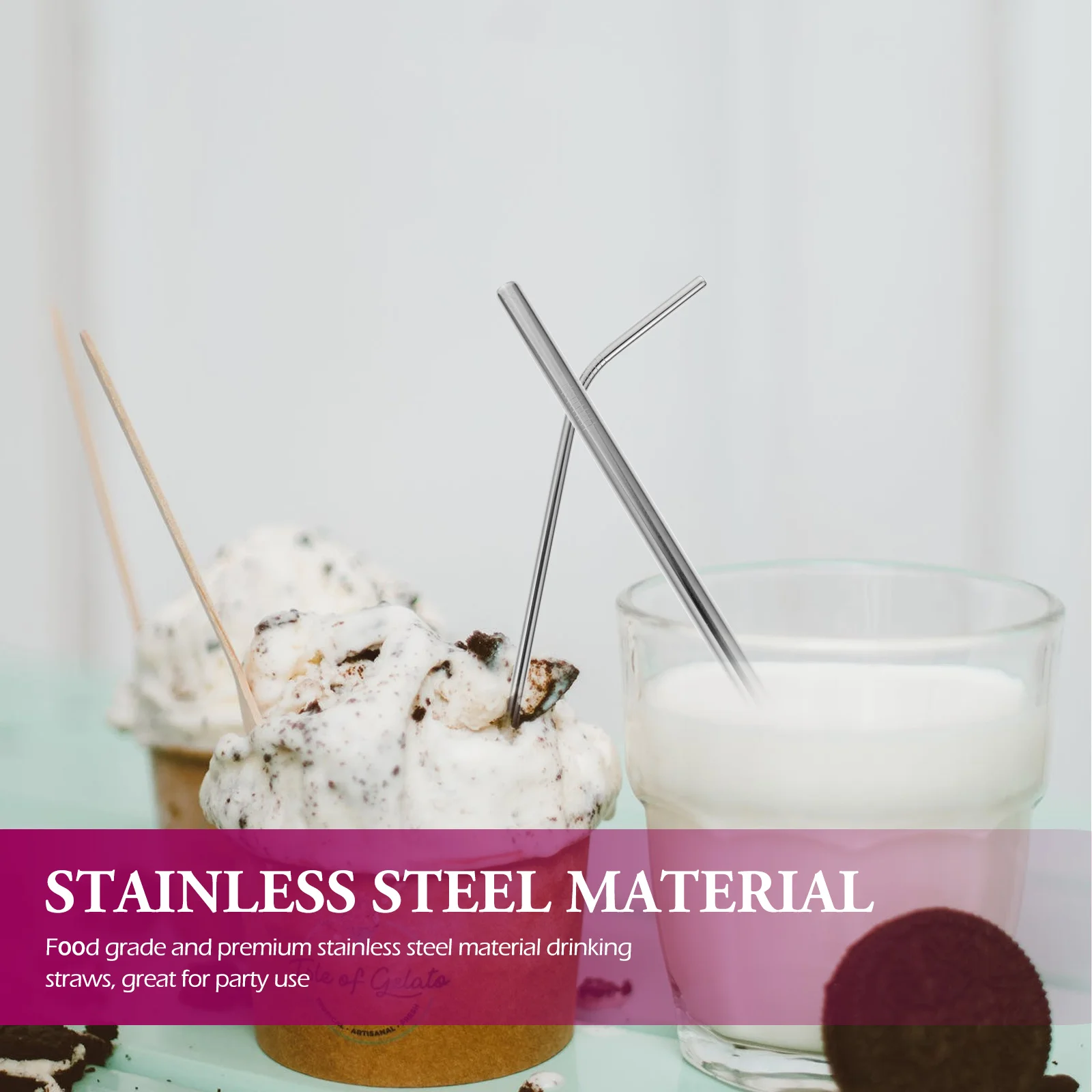 

Stainless Steel Straw Set Reusable Drinking Tube for Coffee Rust Proof Easy Clean Multipurpose Straws Kitchen