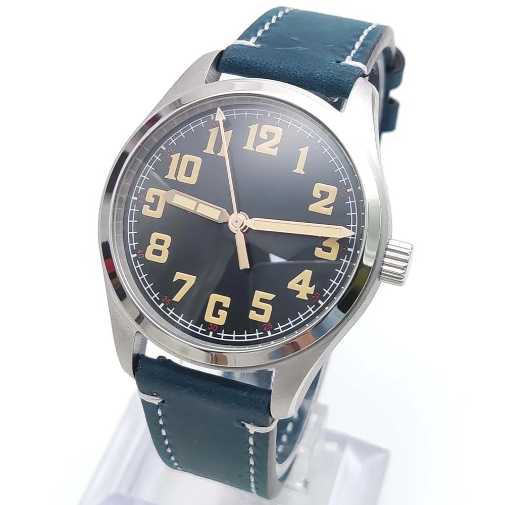 2024 New 40mm Stainless Steel Case Green Luminous Men\'s Water Resistant Mechanical Watch, Casual, Three Colours Strap