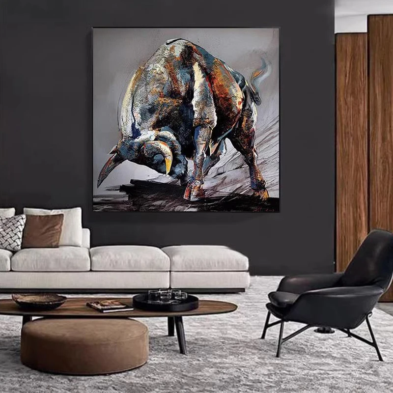 

OQ 100% Hand Painted Oil Painting On Canvas Modern Abstract Animal Cow Wall Art Living Room Picture Home Decoration Unframed