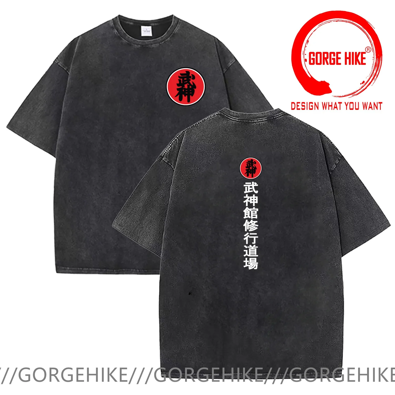 

Vintage Washed Cotton T-Shirt Funny Designer Japan kanji Ninjutsu Bujinkan Dojo T Shirt Men Fashion Trendy Casual Clothing