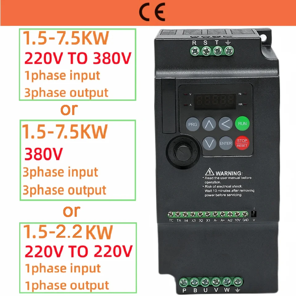 

220V TO 380V Economical VFD Variable Frequency Drive Converter Inverter 1.5/2.2/3.7/4/5.5/7.5/KW Motor Speed Controller