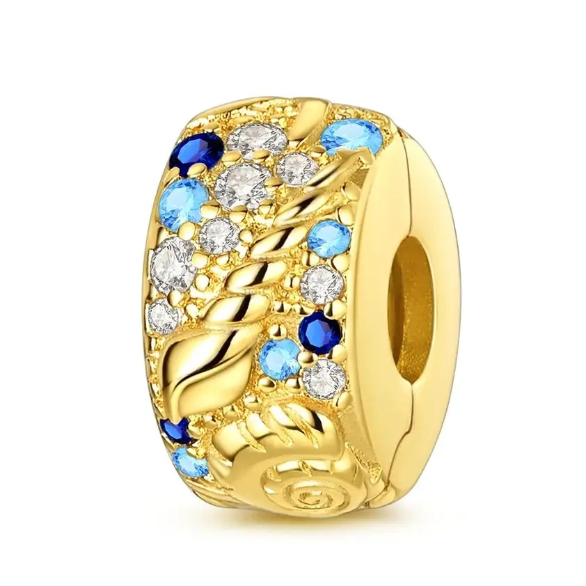 

925 Sterling Silver Originales Charm Gold Clip Bead Fit Bracelet Making For Girl Fashion Jewelry