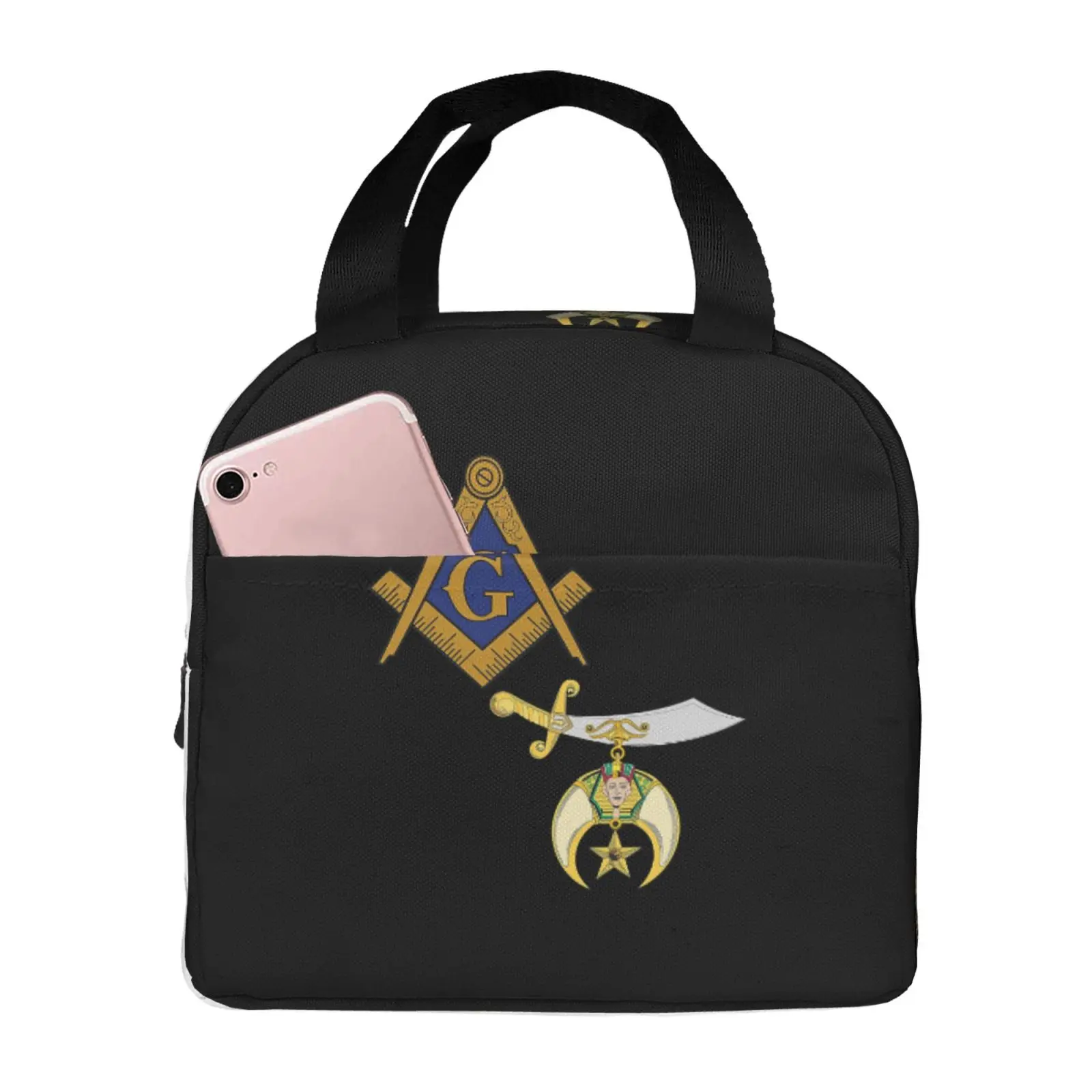 Masonic and Shriners Print Lunch Box Waterproof Thermal Cooler Food Insulated Lunch Bag Kids for Kids Portable Picnic Tote Bags