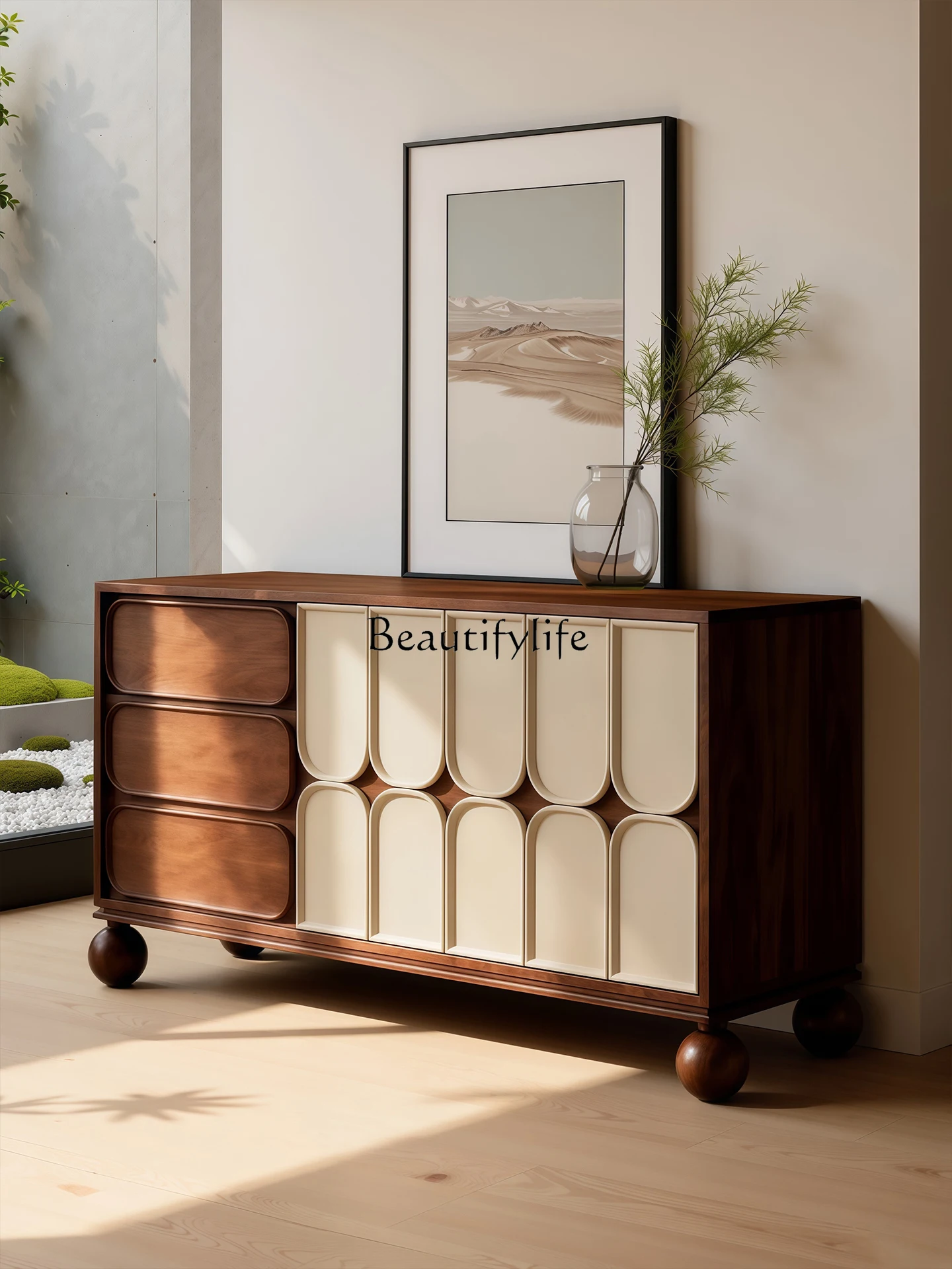 

Advanced sense door storage cabinet integrated with wall storage two-in-one side cabinet